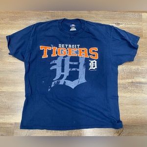 Used MLB Genuine Merchandise Detriot Tigers Blue Short Sleeve Shirt Size XL